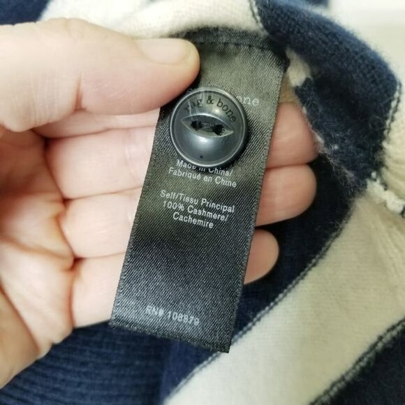 Rag & Bone Womens Striped 100% Cashmere Sweater XS Navy & White Nautical Basics‎ - Picture 3 of 10